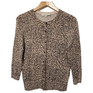 Ann Taylor Loft Animal Print Button Front Cardigan Sweater
